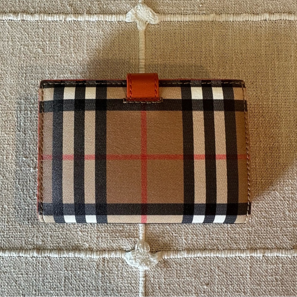 Burberry | Vintage Orange House Check Canvas Leather Compact Bifold Wallet - Picture 2 of 8